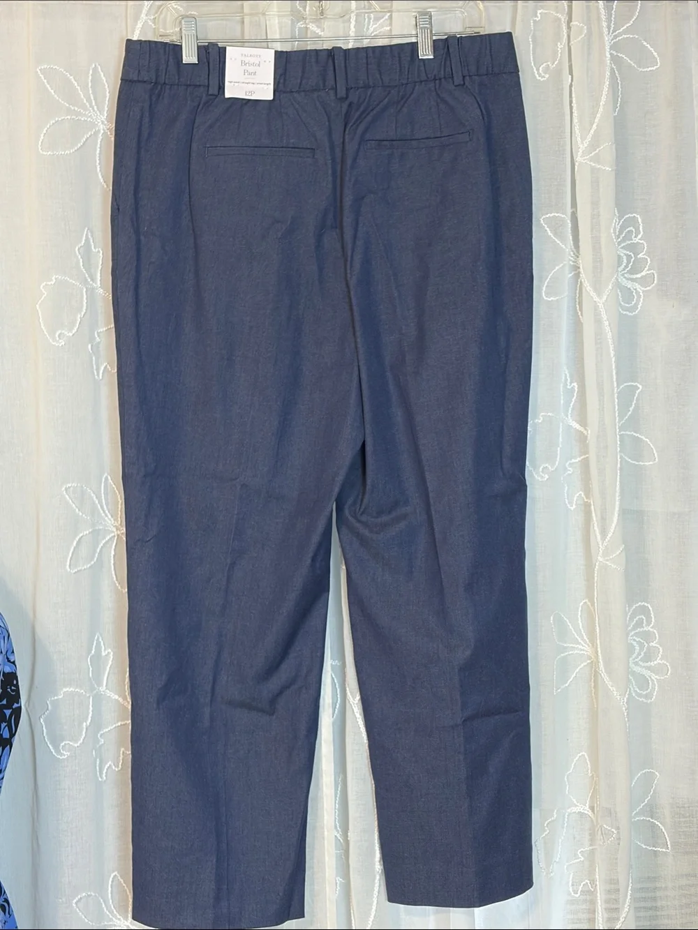 Talbots Women’s Blue Chambray Pants - Classic Straight Leg 12P